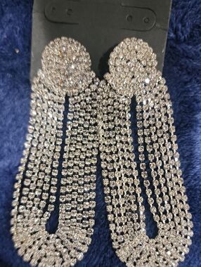 Silver Crystal Tassel Statement Earrings - Elegant Drop Earrings